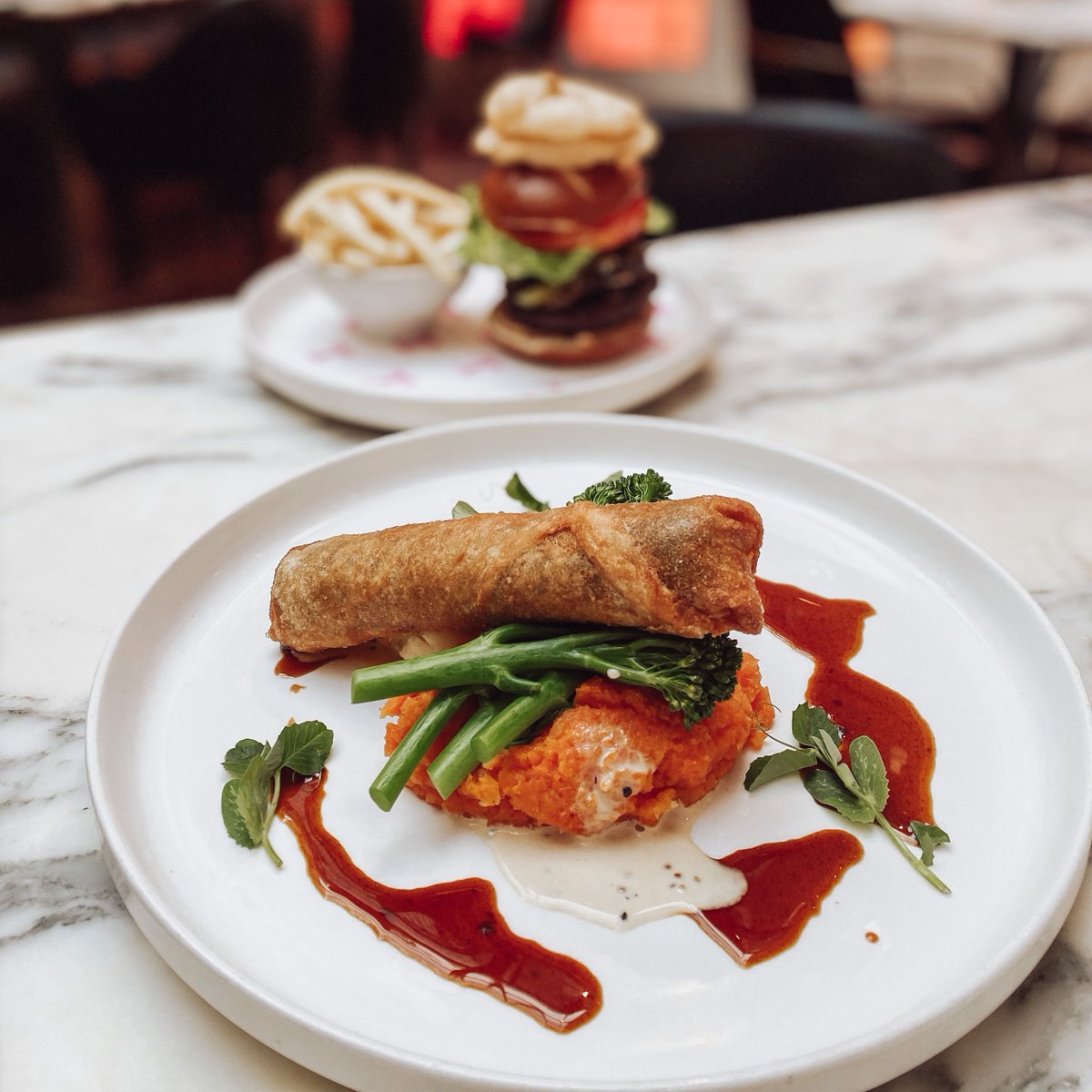 We are open &amp; can't wait to see you! 💕 Looking for a recommendation? Try our delicious...😘
_
Scottish Heatherfield haggis in crisp pastry, neeps, creamed potato &amp; whisky sauce
_
Book now 👉 bit.ly/2GfWX68