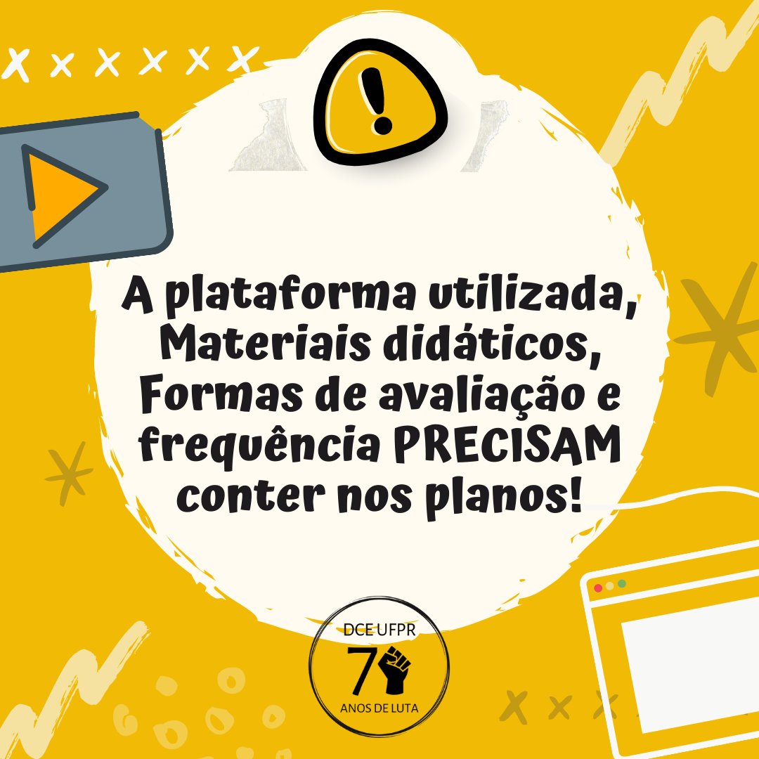 🚨 ATENÇÃO, ESTUDANTES!

📄 Nos planos de ensino devem estar previstos: 
• Objetivos;
• Desdobramento da área de conhecimento em unidades;
• Procedimentos didáticos
• Bibliografia;
• Plataforma utilizada;
• Materiais didáticos;
• Formas de avaliação e presença