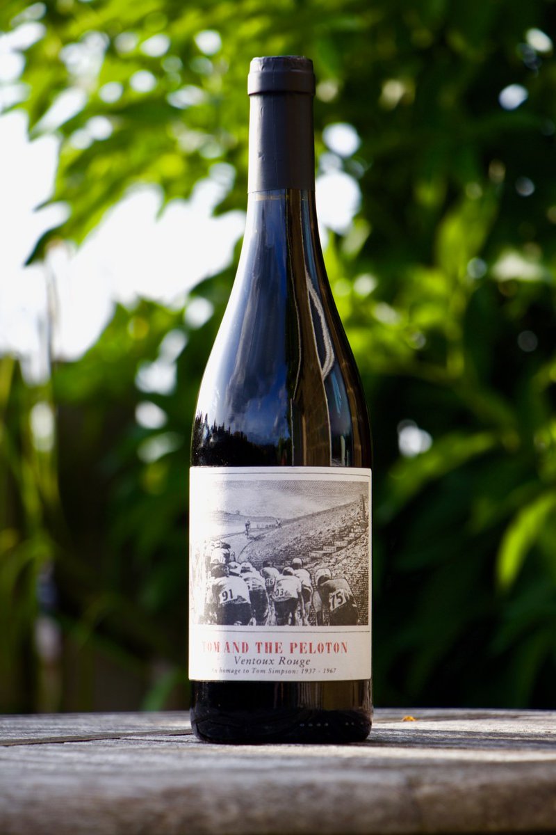 This small batch release wine 'Tom and the Peleton' is a Ventoux Rouge Syrah/Grenache blend made by Domaine des Anges in  the heart of Ventoux.  It is a mark of respect for Tom Simpson one of Britain's greatest ever professional cyclists. 
Pic thanks to <a href="/CyclingEurope/">CyclingEurope.org</a> 
#dda