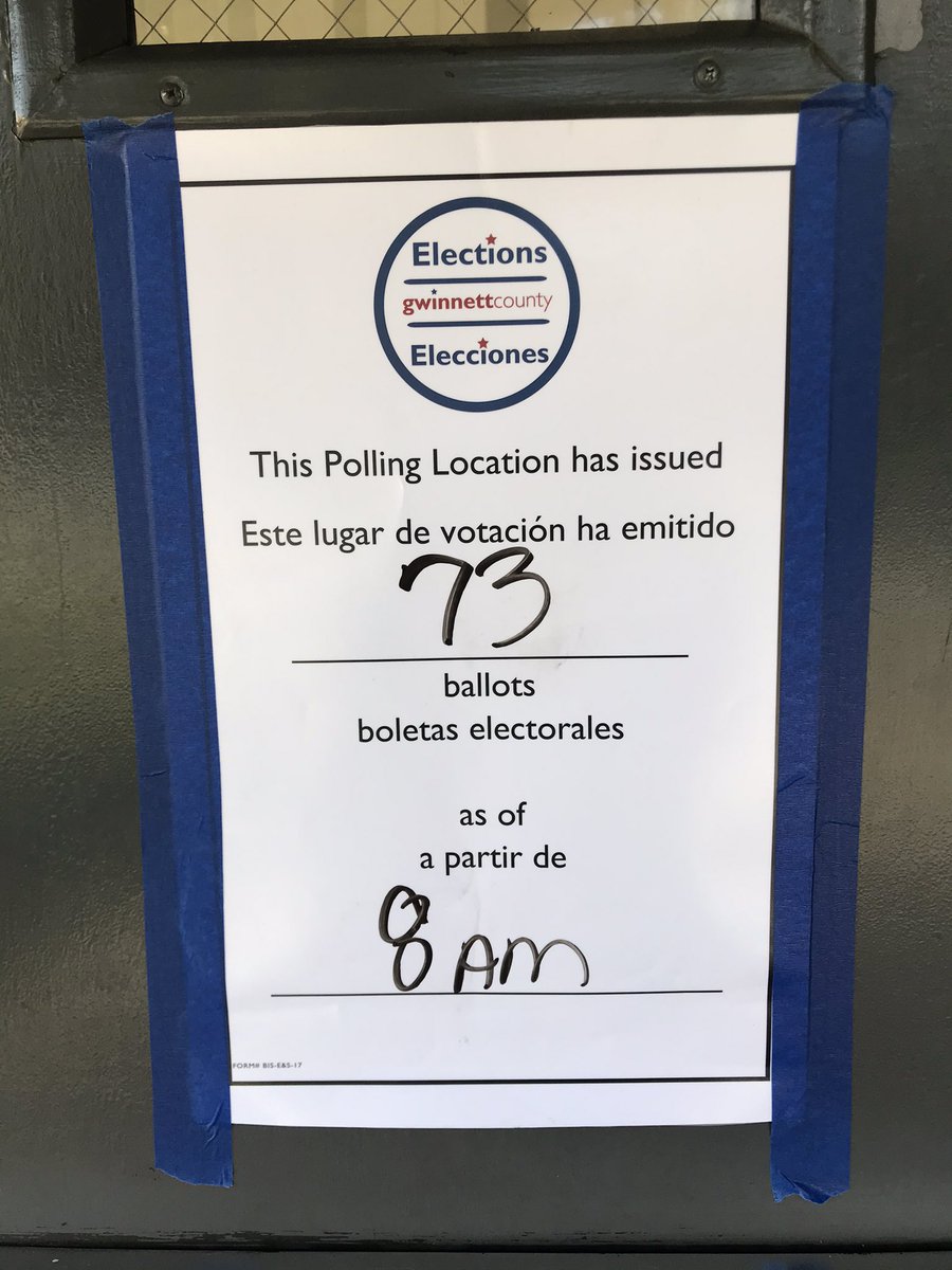 73 votes at this Gwinnett site after one hour of voting