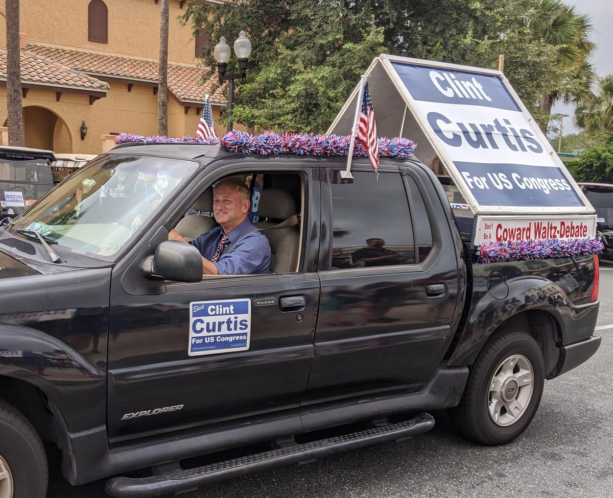 Clint4congress's tweet photo. Multiple trucks have hit the roads of the District today!  Delivering signs to polling locations and cheering on our voters!  You won’t see us at the polling locations as we are not allowed to pull into the parking lot (we just jump and drop!). #Vote #Vote2020 #VoteBlueDownBallot https://t.co/msfYXyO43H