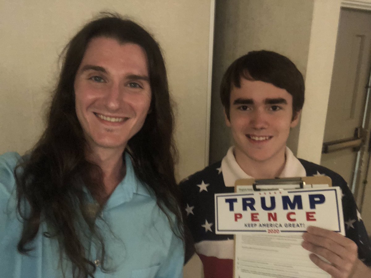 I voted for the first time today, and I proudly voted for <a href="/realDonaldTrump/">Donald J. Trump</a> !Thank you <a href="/ScottPresler/">ThePersistence</a> for helping me register to vote back in July!