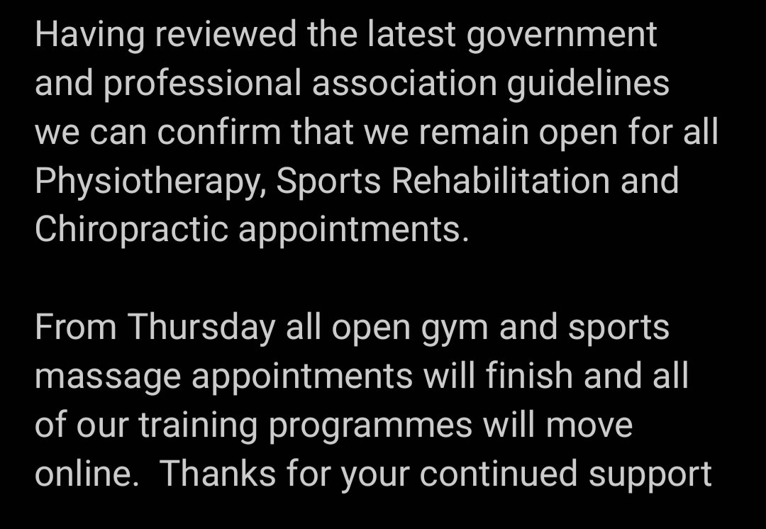 GoPerformUK's tweet photo. Covid-19 Update
▪️Physiotherapy ✅
▪️Sports Rehabilitation ✅
▪️Sports Chiropractic ✅
▪️Training programmes transition online ✅ https://t.co/KMYu5Zbv0m
