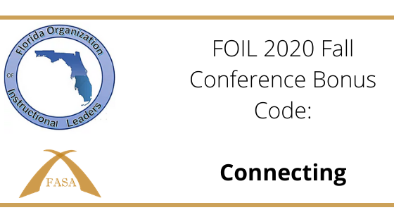FOIL_FL's tweet photo. We are so excited you are part of our FOIL Fall Virtual 2020 Conference. For those participating in the FOIL Conference, here is today's bonus code! #foilfallconference https://t.co/xRTtAeByUM