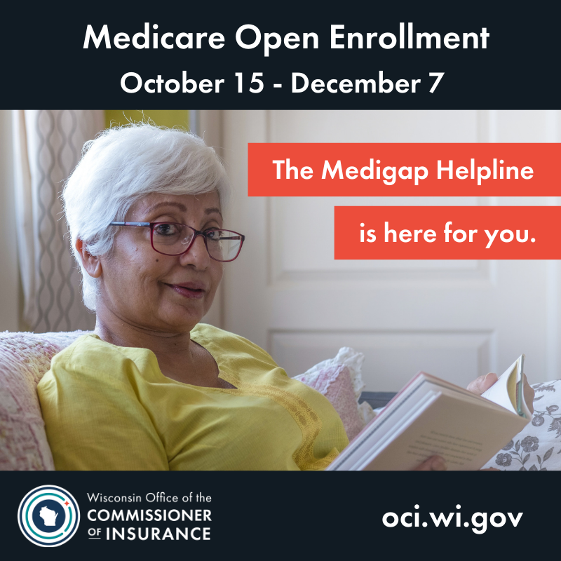 wisconsinoci's tweet photo. Are you a Medicare beneficiary? Have a question about Medicare Advantage plans during open enrollment? The Medigap Helpline is a great resource to get your questions answered. Visit https://t.co/DHeIyBdX7H to learn more. #WisInsurance https://t.co/KYTAnzz21X