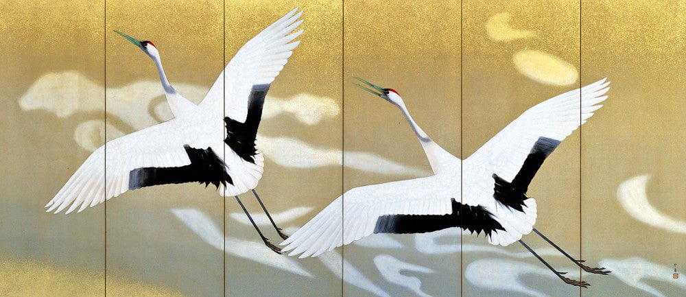 屏風　鶴 この絵は』（63） 『霊峰飛花鶴』 堂本印象、1935年、宮内庁三の丸尚