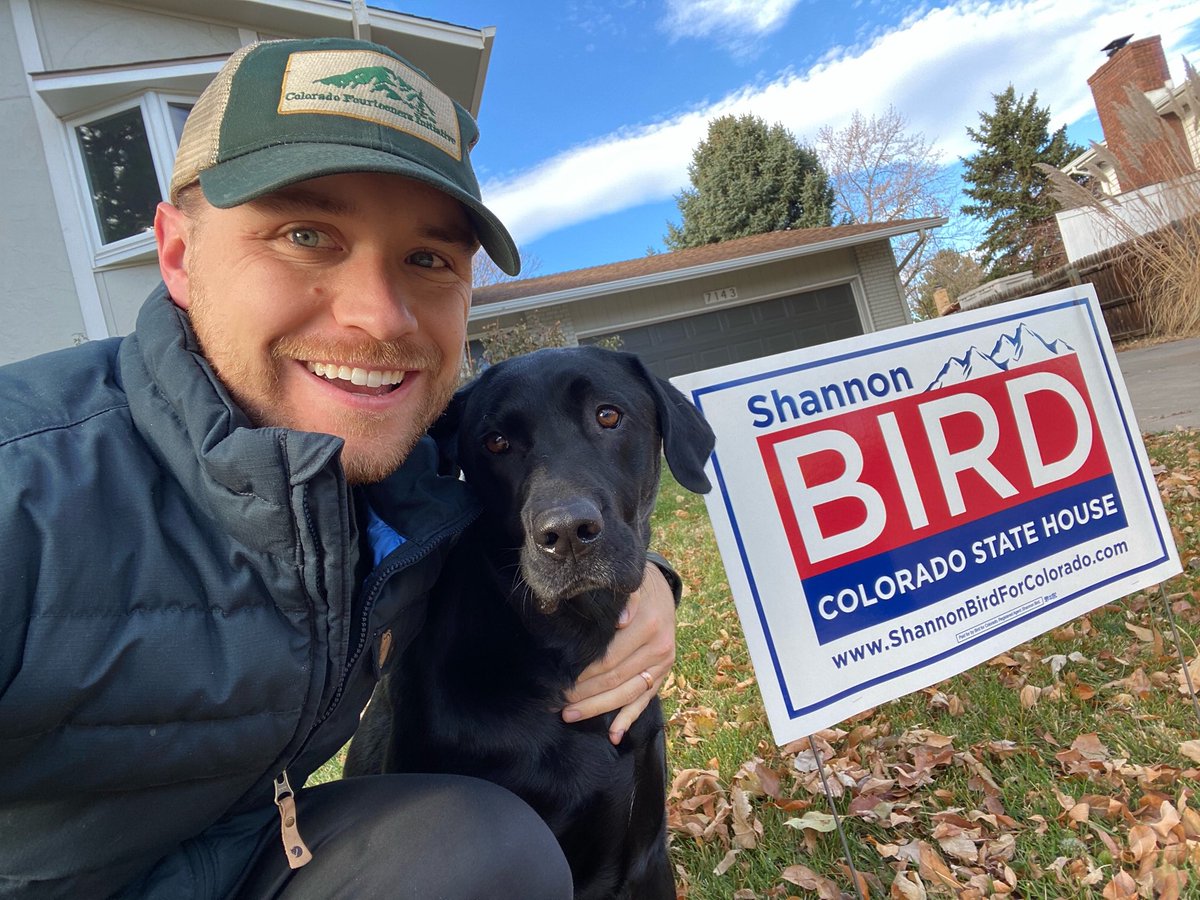 ShannonBird4CO's tweet photo. Two of my biggest fans on the south end of HD35. Double tap if you live in HD35 and have one of my yard signs! #govoteco #vote #democratdogs https://t.co/eWOTWw6T3Y