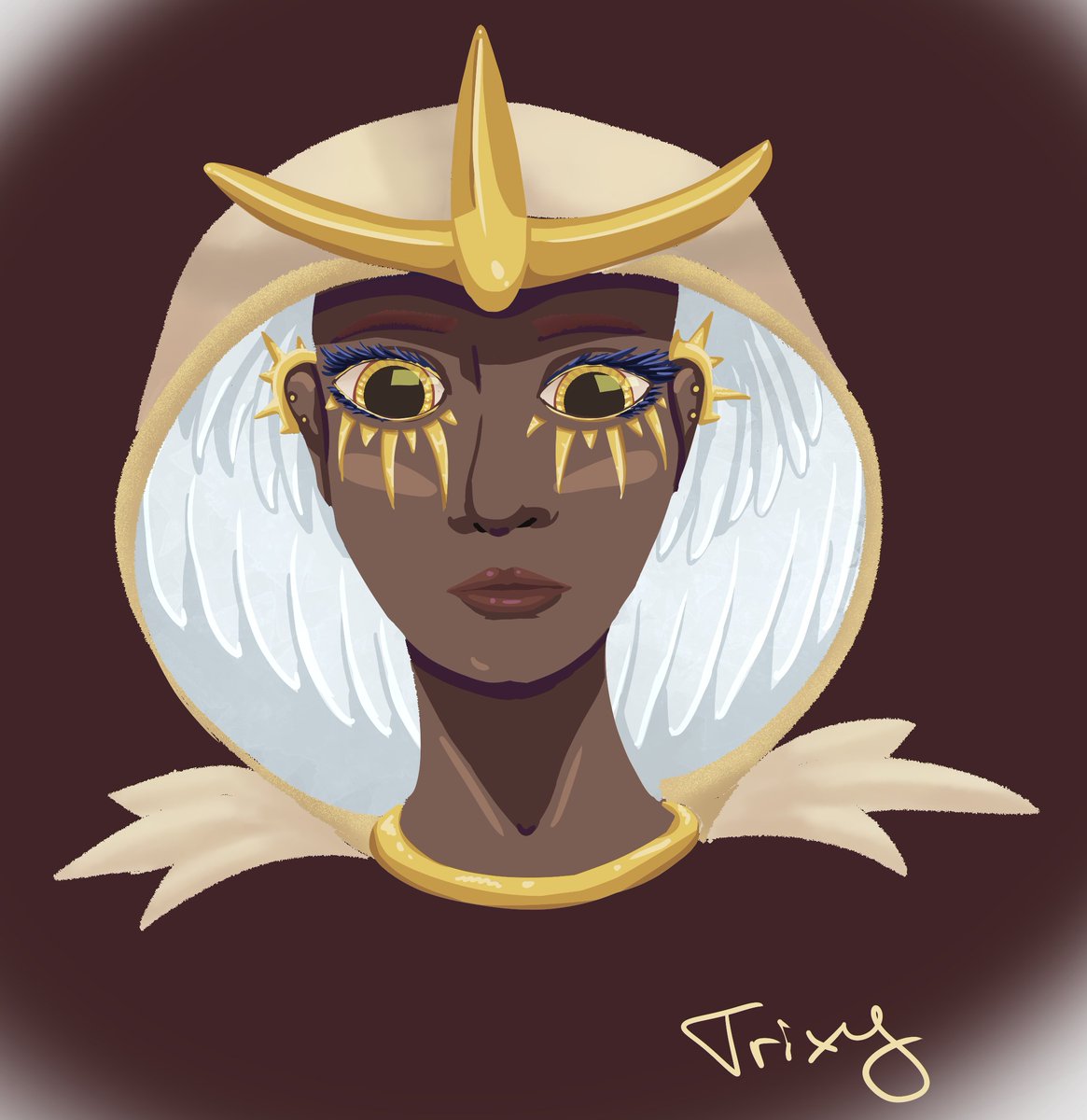 Trixytweets's tweet photo. @PlayTGJ Das Muster auf Athelios' Flügeln hat mich abgeholt. Hier haben wir etwas zwischen einer Priesterin der Athelios und einer menschlichen Version der Eule. Ich bin auf euer Spiel gespannt :) https://t.co/Z1fQ8jwm2t