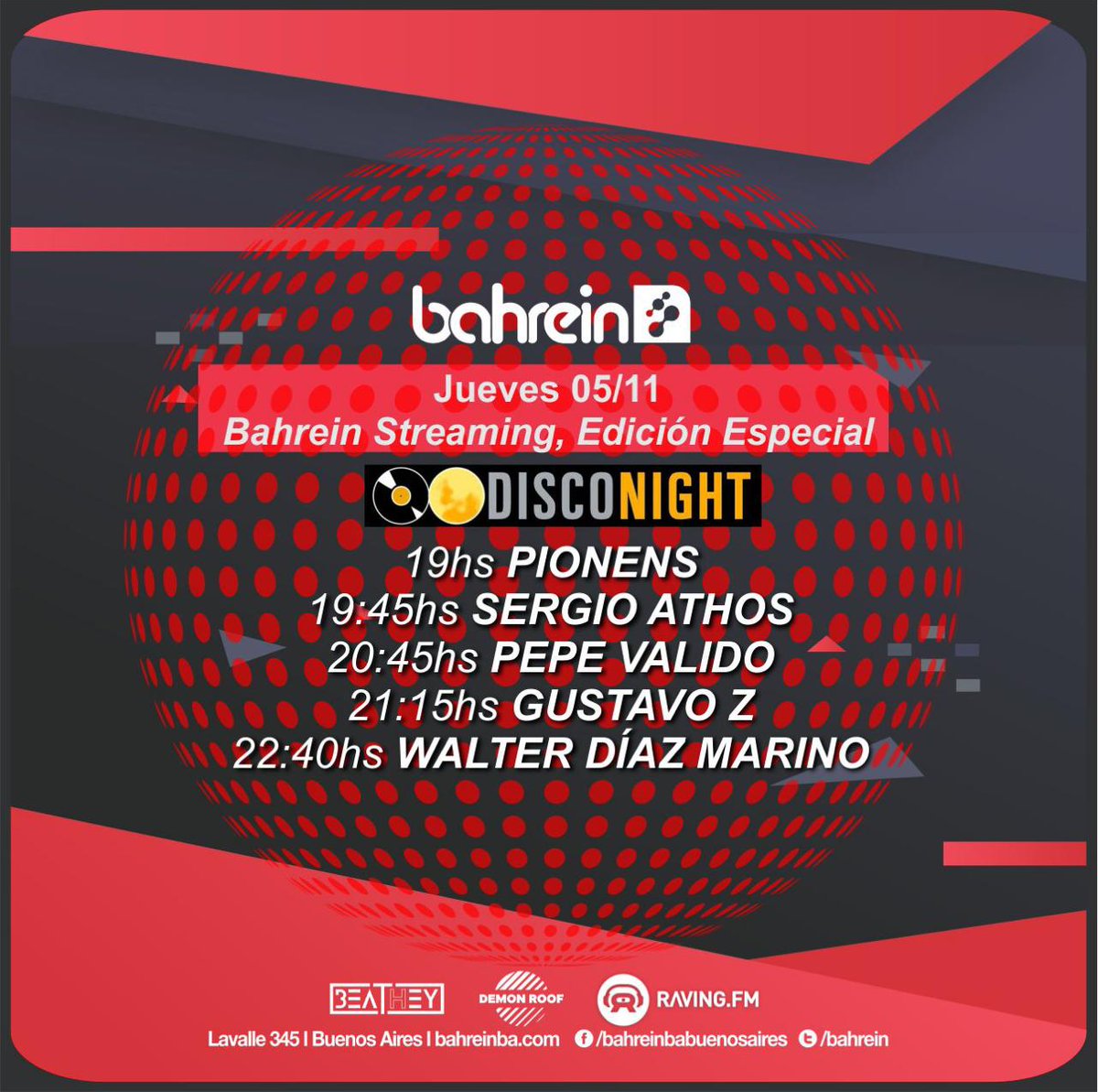 disconight's tweet image. Este Jueves tenemos un streaming especial en vivo desde BAHREIN👆🏻🎵✨ 
Podrás verlo desde las redes oficiales de @clubbahreinoficial en IG y FB a partir de las 19 hs.
🏅