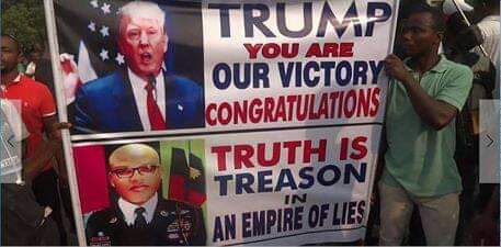 ChukzEgwuatu's tweet photo. @realDonaldTrump
THESE ARE BIAFRANS, SEEKING FOR FREEDOM OUT FROM NIGERIA, THEY CELEBRATE AND JUBILATES AHEAD OF #DONALD_TRUMPS VICTORY.
please take note Sir, we have been doing this since last previous #USElections 

@Mike_Pence 
@SecPompeo 
@VP 
@USinNigeria 
@MaziNnamdiKanu https://t.co/9yClDPXhkd
