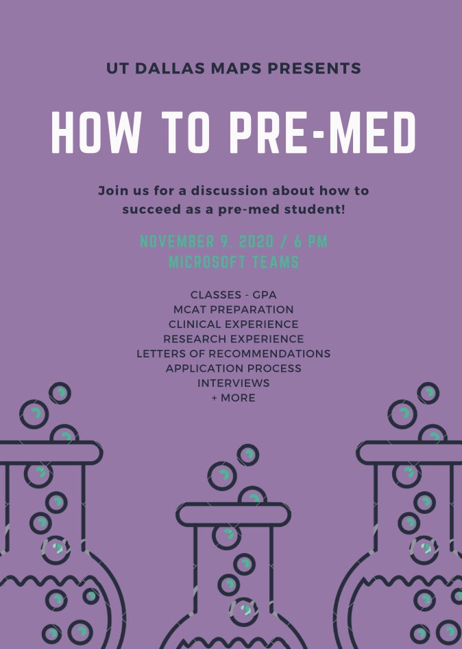 UTD_MAPS's tweet photo. Our next MAPS meeting will be held on Monday, November 9th at 6 P.M. We will be sharing advice + tips on how to succeed as a pre-med student! https://t.co/dtUfq8cvb5