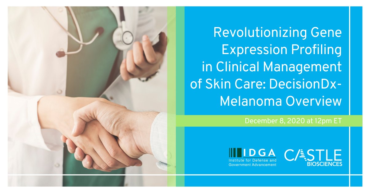 IDGA Insight (@idgainsight) on Twitter photo In collaboration with Castle Biosciences <a href="/CastleBio/">Castle Biosciences</a> , join our upcoming webinar on December 8th at 12pm ET, which will address the need for more accurate assessments of metastatic risk in CM patients. Learn more and register here: bit.ly/CastleWebinar In collaboration with Castle Biosciences <a href="/CastleBio/">Castle Biosciences</a> , join our upcoming webinar on December 8th at 12pm ET, which will address the need for more accurate assessments of metastatic risk in CM patients. Learn more and register here: bit.ly/CastleWebinar