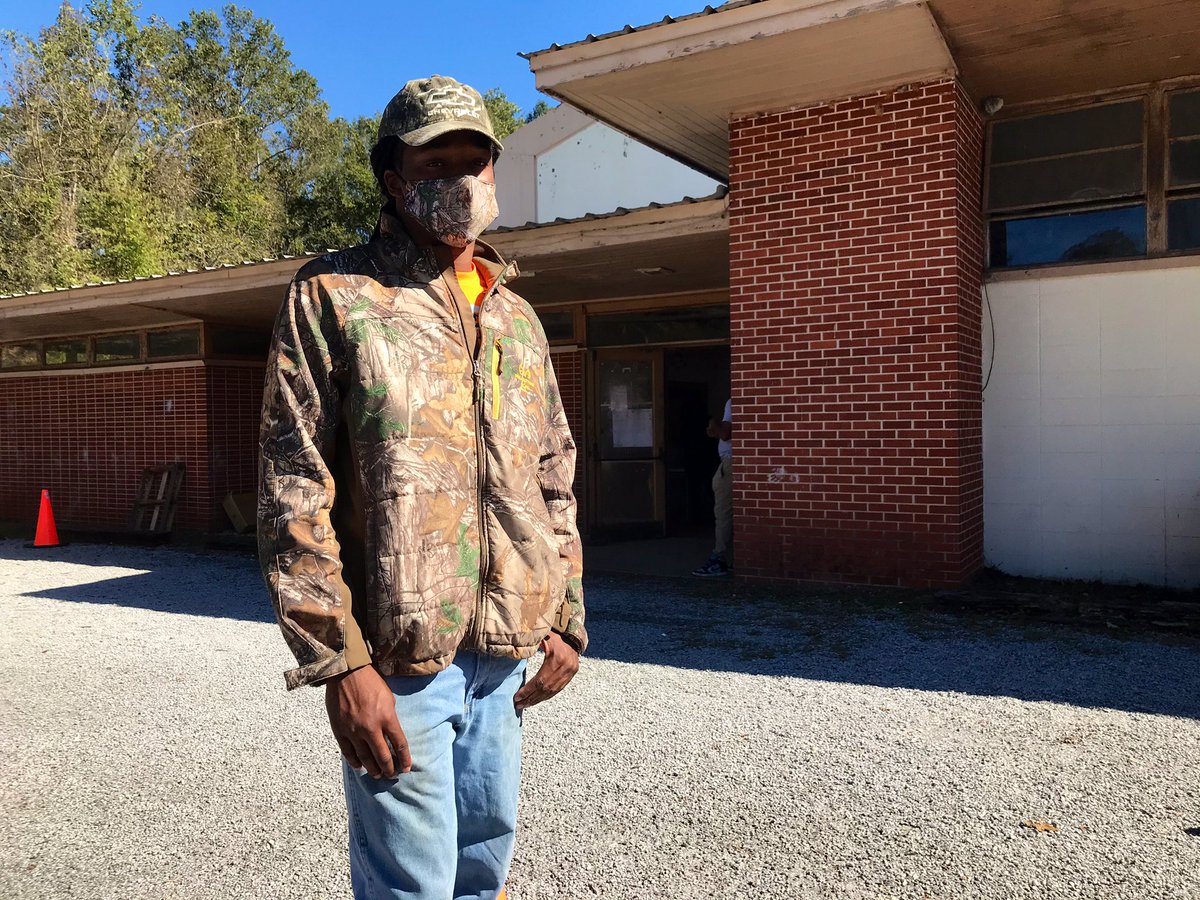 After casting his vote, Alfonso Moore, a 24-year-old Marion resident, declined to say he voted for but said: “I vote for my own good and try to make a change and make the world get better than it is right now with coronavirus and everything and the economy.”