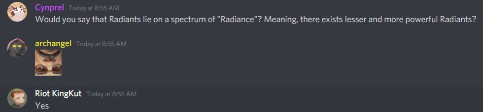 We also discussed Radiants, and the dynamics of their powers. Nottingham explains that there are indeed weaker and more powerful Radiants, but the VALORANT Protocol exemplifies the strongest of the bunch. (3/7)