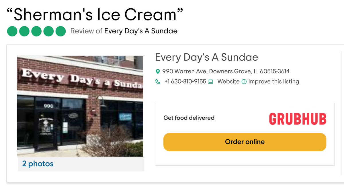 Sherman's is based out of Michigan, but I couldn't find any shop in the state that matched the photo.I eventually came across a TripAdvisor page about an ice cream shop in Illinois called "Every Day's a Sundae" that looked similar. https://www.tripadvisor.com/ShowUserReviews-g35904-d830912-r492263718-Every_Day_s_A_Sundae-Downers_Grove_DuPage_County_Illinois.html