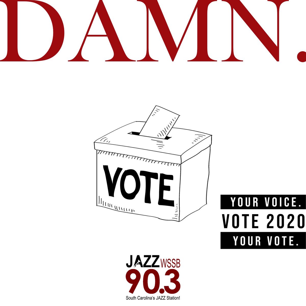 WSSBRadio's tweet photo. TODAY IS THE DAY. VOTE LIKE YOUR LIFE DEPENDS ON IT. #SouthCarolinasJazzStation https://t.co/0Rqz5tTuH8