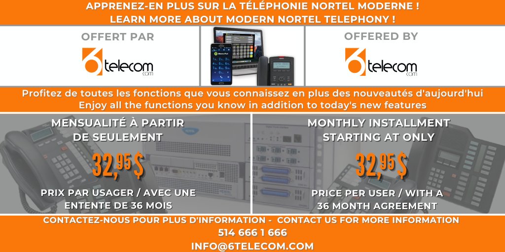 6Telecom's tweet image. Offre spéciale sur les systèmes téléphoniques 6Telecom !
1 à 3 mois gratuits jusqu'au 31 décembre 2020 !*
Contactez-nous au 514 666 1 666 !
#telephone #promotion #servicegratuit #freeservice

mailchi.mp/6telecom.com/1…