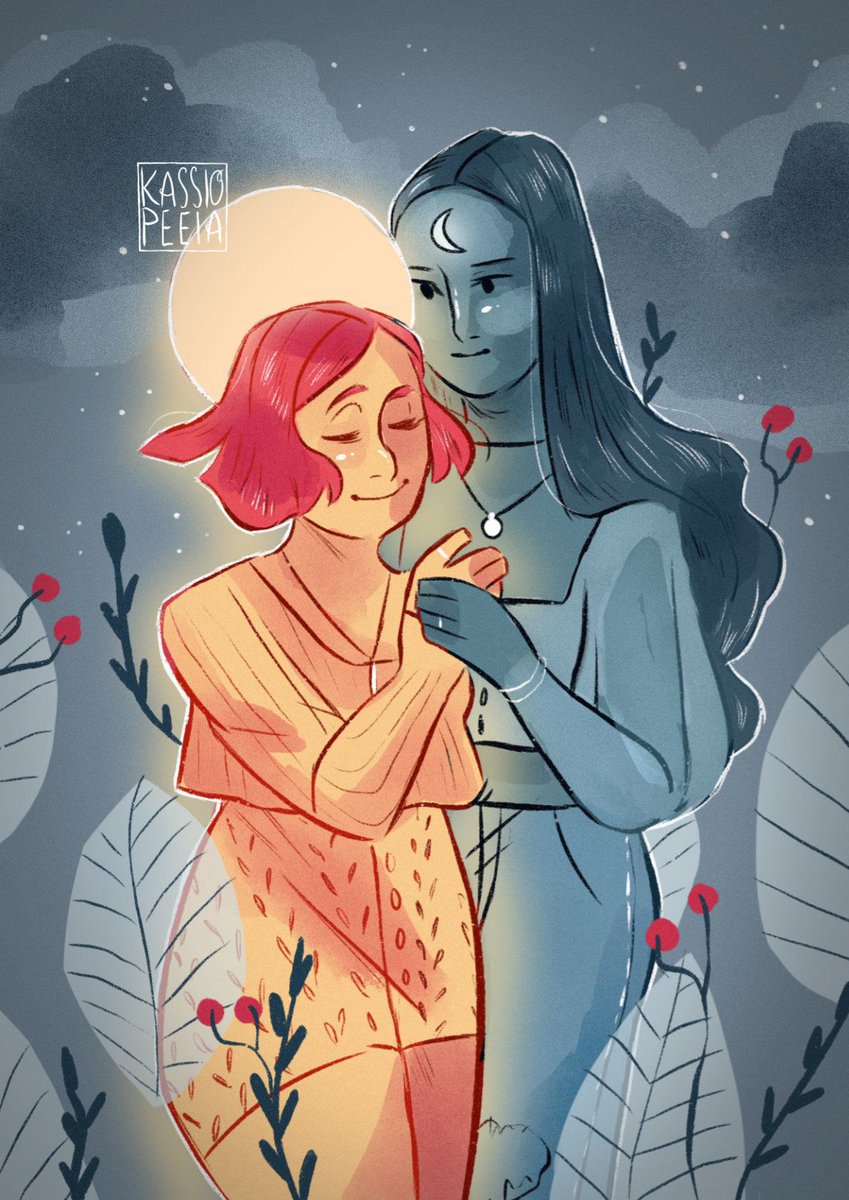 Sun &amp; Moon 💛 💖
Hope you can get your mind off of things tonight 🌙 🌞 
Life is always changing and sometimes we need to stop clinging on things that don't help us move forward. 
#illustration #lgbtqart