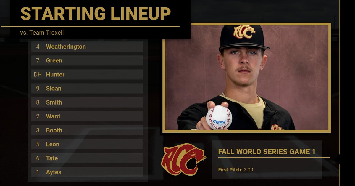 RCCcougars's tweet photo. Lineups are set for Game 1 of the Fall World Series #WhoYaGot https://t.co/msxBHthBX3