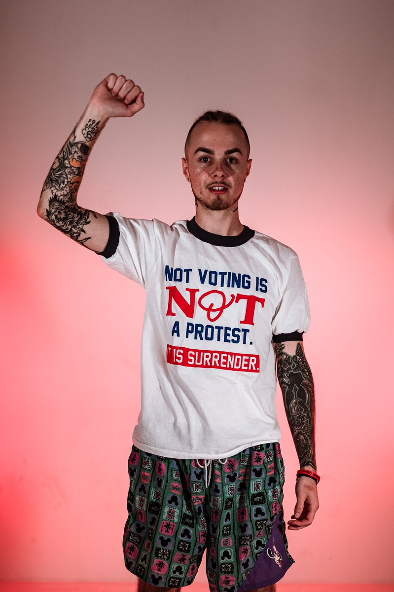 OnlyWilliEvolve's tweet photo. Everyone that votes today reply to this tweet with a picture of you &amp; your “I Voted” sticker &amp; you get a free Owie shirt. Straight up. I’ve only got 20 more shirts. GO! https://t.co/o6UwCqRGGb