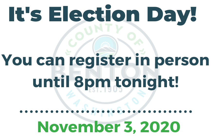 Happy Election Day! We are open until 8pm tonight for replacement ballots or to register to vote.
We recommend using a ballot drop box to return your ballot today. Drop boxes close at exactly 8pm so don't be late! #VoteReady2020