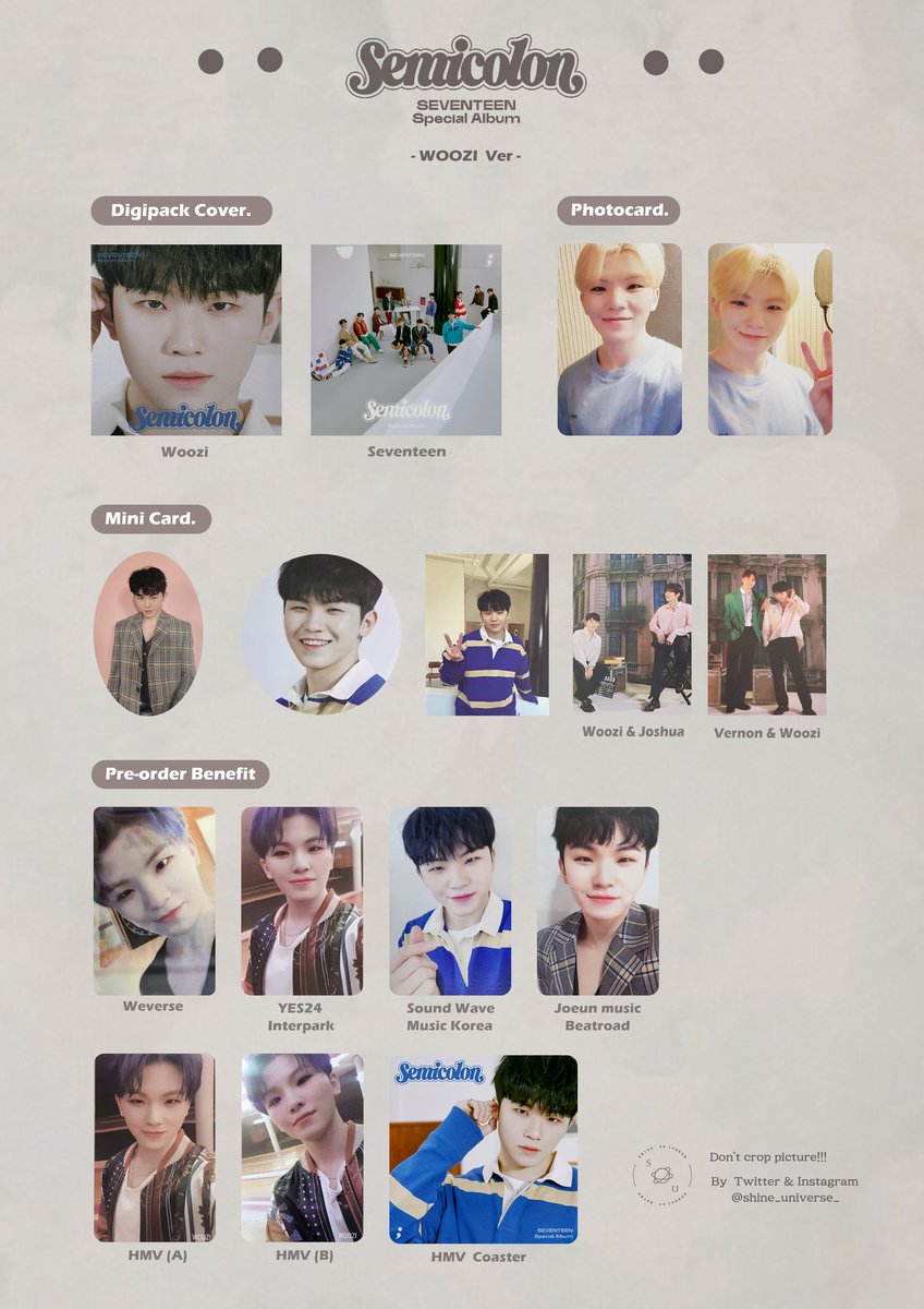 SEVENTEEN 『Semicolon』 Woozi /Mingyu/Wonwoo Photocard Wishlist