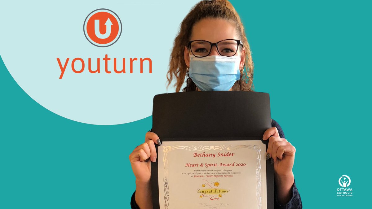 OttCatholicSB's tweet photo. 🎉 #ocsbShoutOut to Operation Come Home teacher, Bethany Snider! 🙌 She was recognized by @youturnyss with the 2020 Heart and Spirit Award. This award celebrates passion, commitment and innovation. Congratulations Bethany! Learn more: https://t.co/xom7FQbAMc  #ocsbBeCommunity https://t.co/MmgpvRtJMp