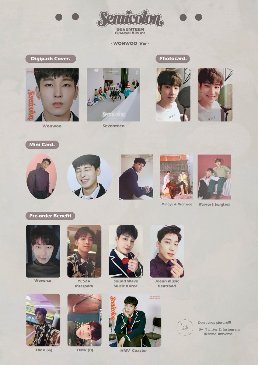 SEVENTEEN 『Semicolon』 Woozi /Mingyu/Wonwoo Photocard Wishlist