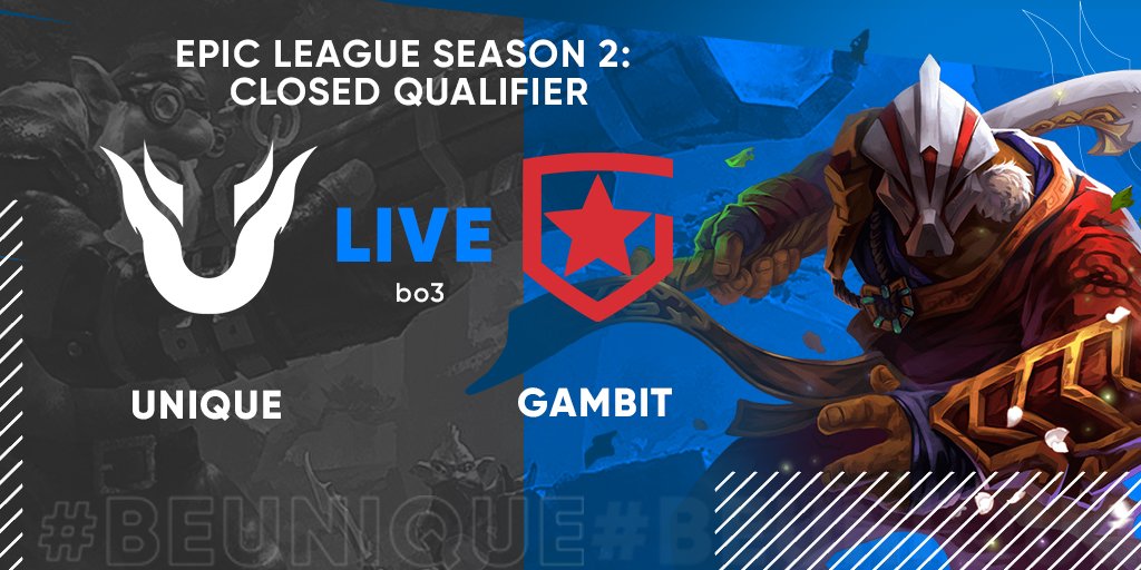 UNQ_team's tweet photo. Facing @GambitEsports in 15 mins at EPIC LEAGUE S2 CQ!

Stay tuned 😜

#dota2 #dota #EPICLeague #BeUnique https://t.co/9yxRei6p4t