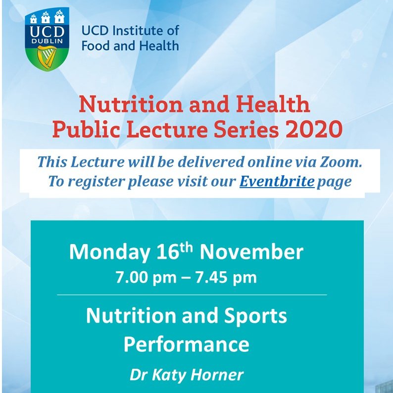 UCDFood&Health (@ucdfoodhealth) on Twitter photo Join us for our next Public Lecture on Monday 16th November when <a href="/katy_horner/">Katy Horner</a> will present on "Nutrition and Sports Performance". All are welcome. Register @ eventbrite.ie/e/ucd-institut… Join us for our next Public Lecture on Monday 16th November when <a href="/katy_horner/">Katy Horner</a> will present on "Nutrition and Sports Performance". All are welcome. Register @ eventbrite.ie/e/ucd-institut…