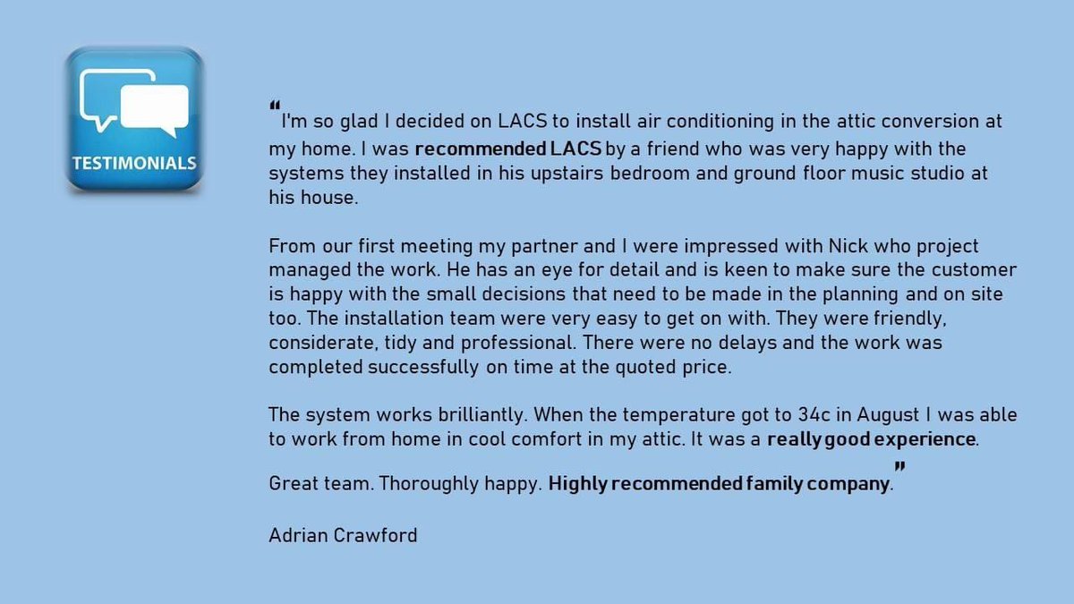 Lovely feedback from one of our valued customers 🤩 #london #cheshire #chester #northwest #northwales #airconditioning #aircon