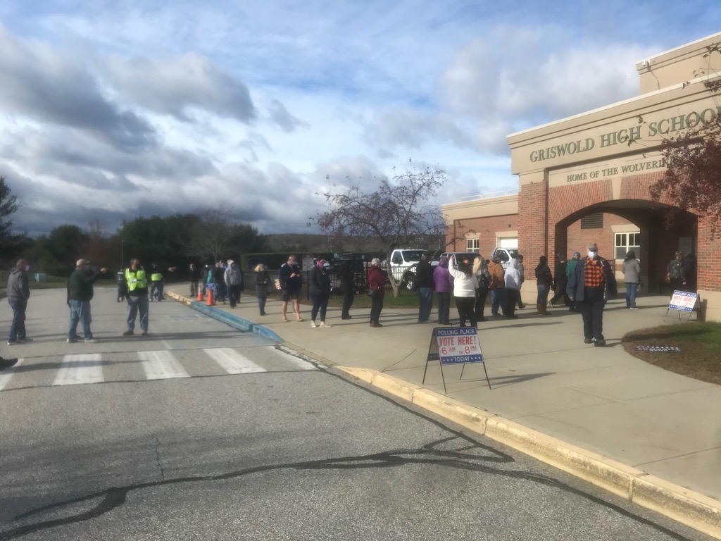 Long lines at Griswold High. Town’s votes could be critical in 18th Dist state Senate race Sen Somers v Bob Statchen