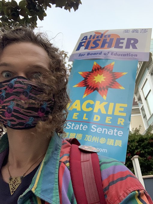handing out voter guides in SF today! hope y’all are voting and participating! happy election day. https://t