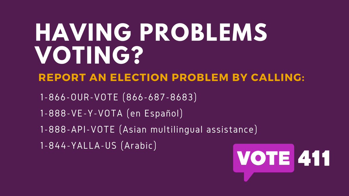 If you experience problems voting this year on or before election day, call 1-866-OUR-VOTE. Trained election protection volunteers are standing by to help you navigate any voting problems.

#LWV #vote #lafayette #lagov #lalege