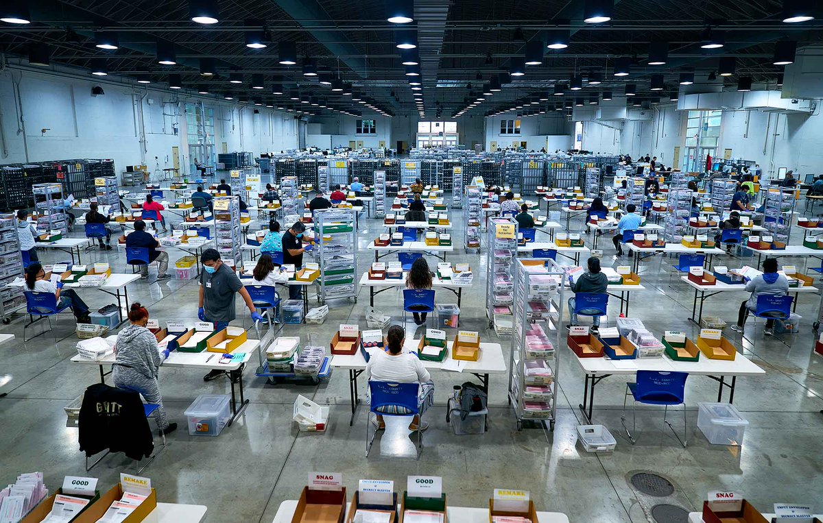 The fourth step is “ballot extraction”—ballot envelopes are sliced open so workers can take out the ballots  http://trib.al/YMQuiNR&nbsp;