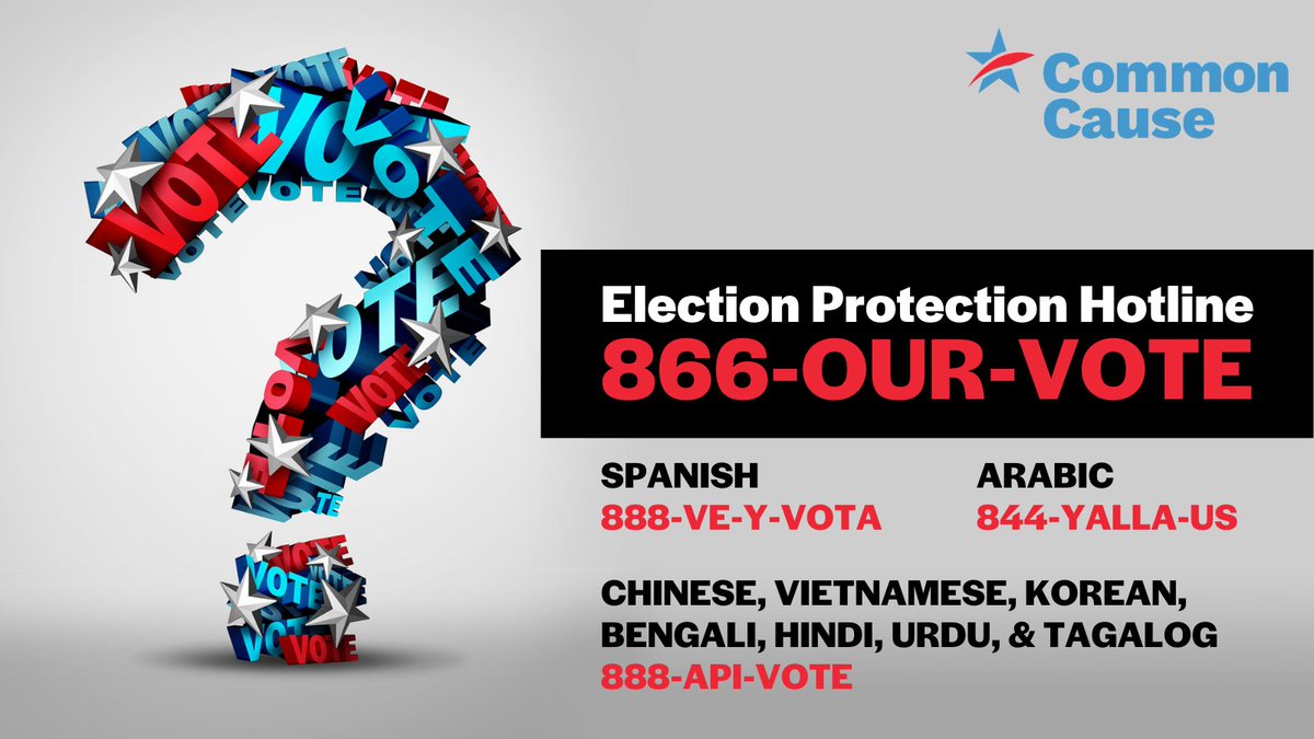 You have the #RightToVote! If you have questions or trouble casting your ballot, call the #ElectionProtection hotline at <a href="/866OURVOTE/">Election Protection</a> (866-687-8683). #Vote