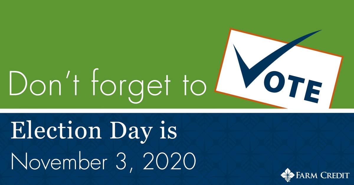 farmcredit's tweet photo. On #ElectionDay, remember to exercise your right to vote! Your vote has the potential to impact #ruralcommunitites and #agriculture. https://t.co/Eym6XP6Zyj