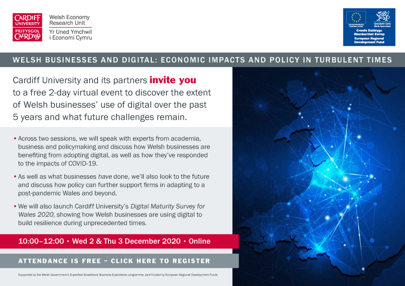 businessinfocus's tweet photo. On 2-3 Dec, join @cardiffuni @CUWERU and experts from academia, policymaking and business and find out how Welsh businesses are using #digital to adapt to today’s challenges. Sign up free for #SuperfastConf20 👉 https://t.co/O6DHRHKcsF https://t.co/YXEFPiEJJW