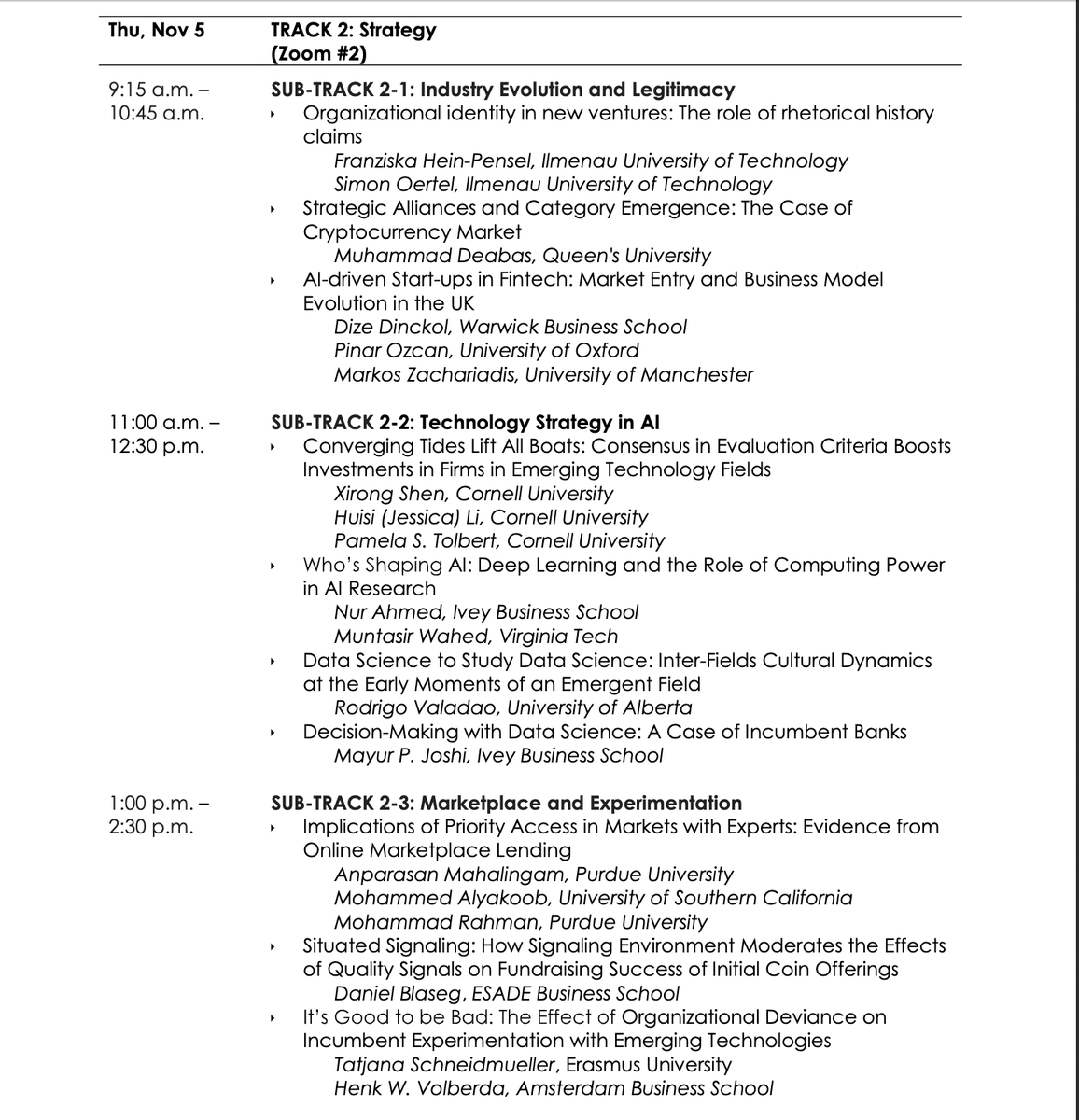 The 3rd Toronto #Fintech Conference is happening this Thursday &amp; Friday! 

See the latest work on #AI, #Blockchain, #crytocurrency, #Crowdfunding, #Platforms 

cc: <a href="/PirateOrg/">JP Vergne</a> 

These are just 3 of the sessions. Please have a look at the whole agenda here: 
ivey.uwo.ca/cmsmedia/37923…