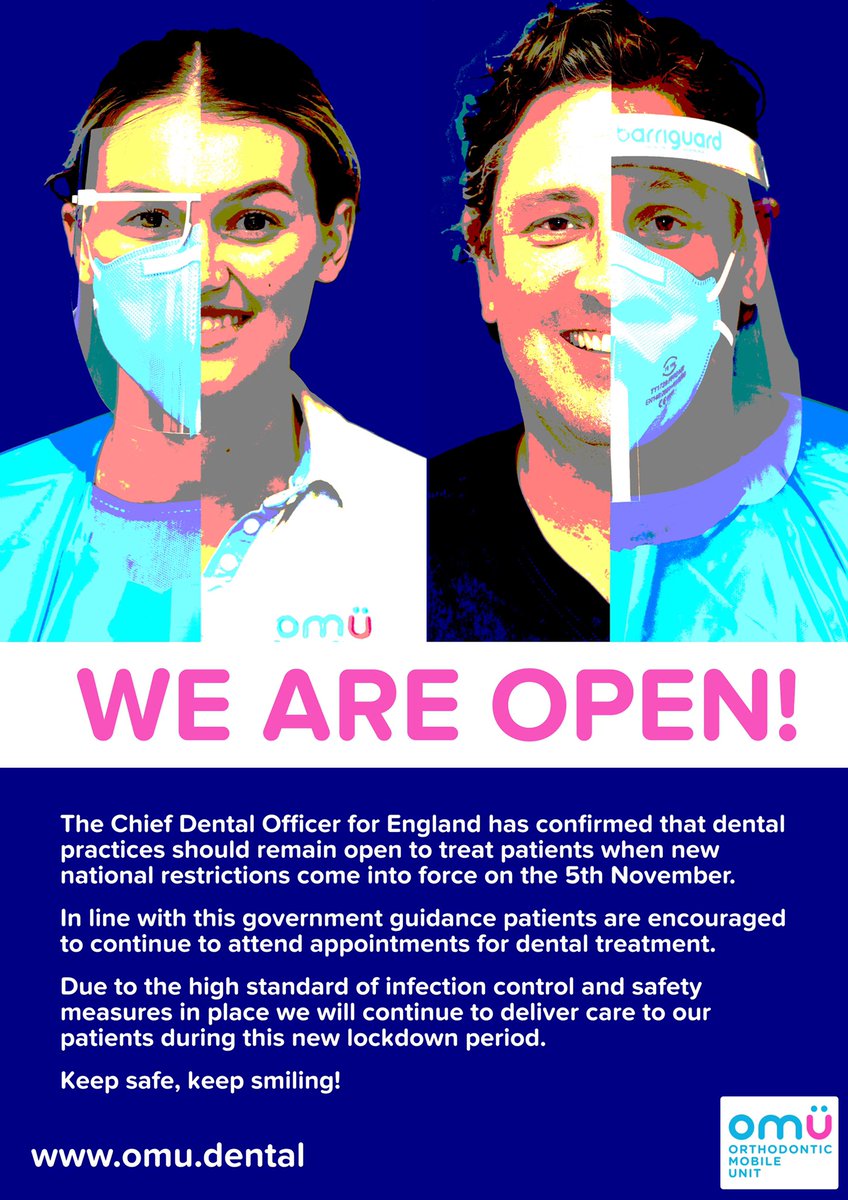 We are so relieved and thankful that we are allowed to remain open during lockdown 2.0. Please be reassured that your health and safety is of the utmost importance to us. If you need dental help give us a call. #UKLockdown2 #health  #healthcare #COVID19 #dentistry