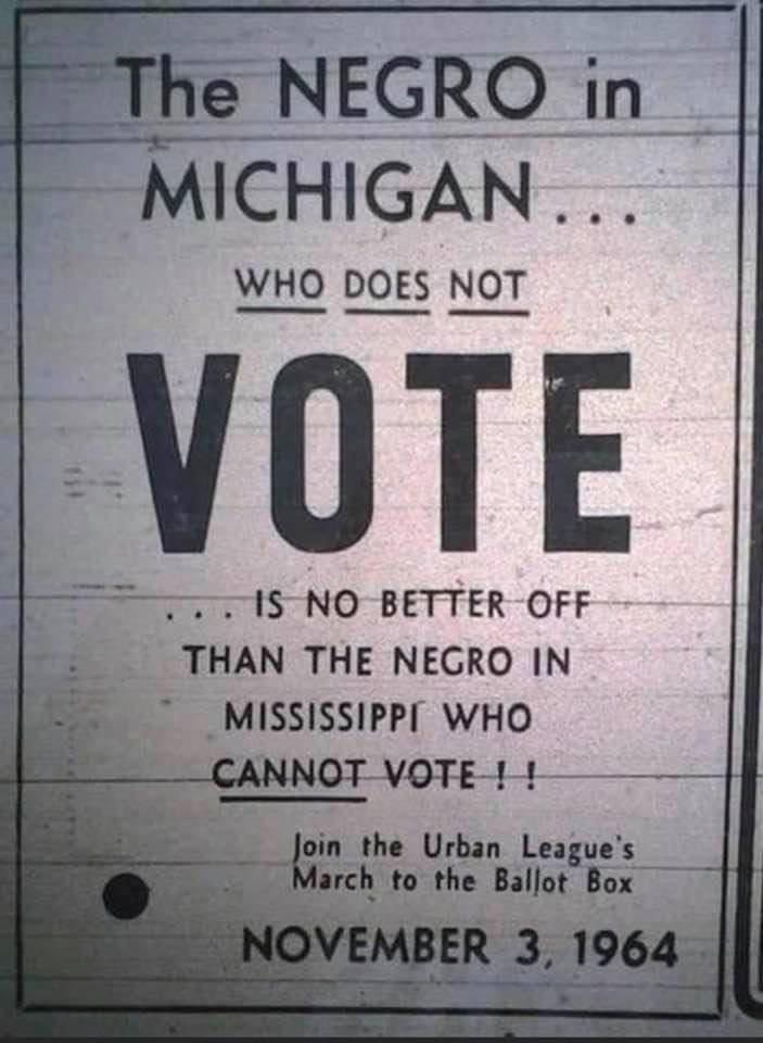 AllDefNation's tweet image. #TB November 3, 1964 Detroit, Michigan @naturbanleague March to the Ballot Box. Same rules apply ✊🏾 #vote #vote2020