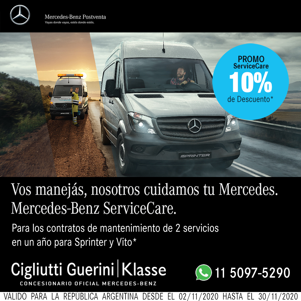 KlasseMB's tweet photo. 📢Aprovechá la Promo Service Care para tu Van Mercedes-Benz y ahorrá un 10% en contrato de mantenimiento📢

*Válido para la República Argentina desde el 02/11/2020 hasta el 30/11/2020, para los contratos de mantenimiento de 2 servicios en un año para Sprinter y Vito. https://t.co/12wKneWB2k