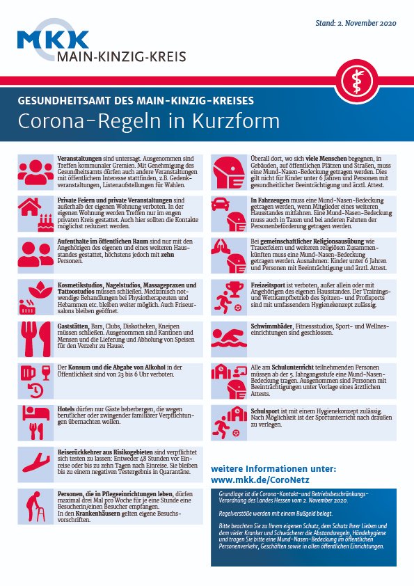 Die neuen Corona-Regeln vom 02.11. auf einen Blick.