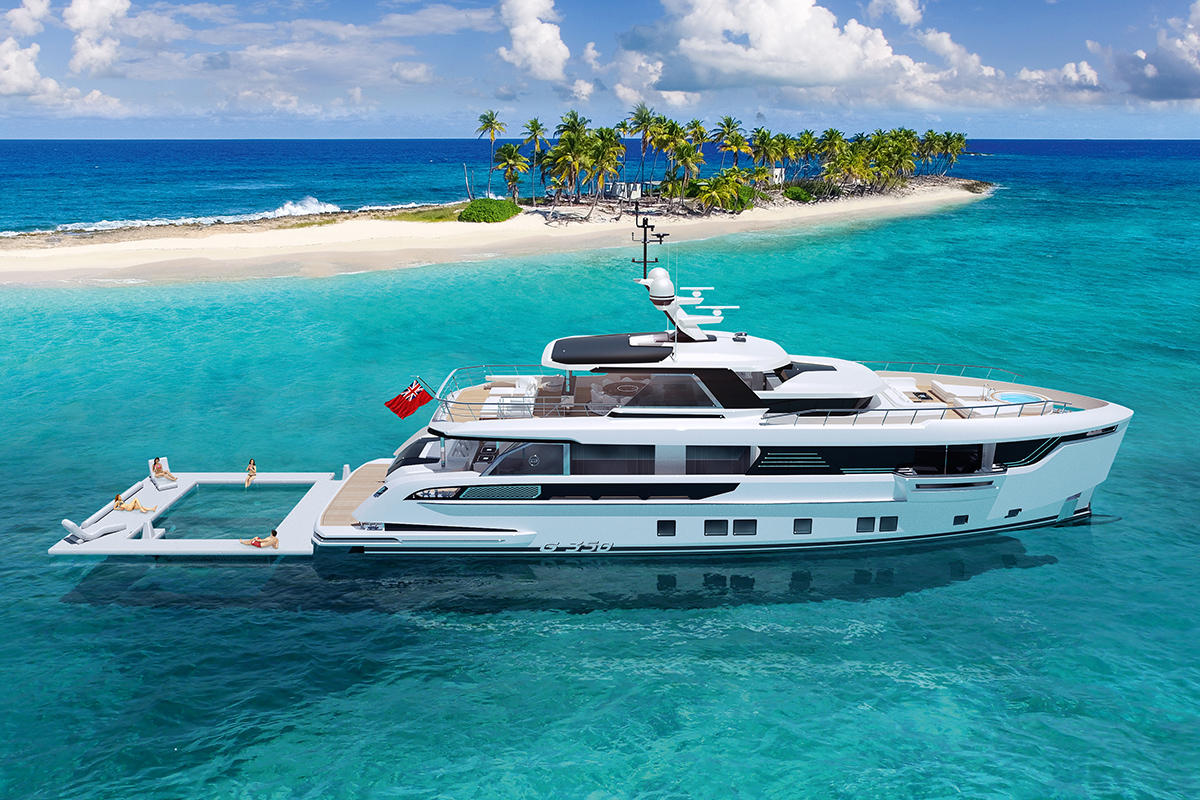 The GLOBAL 350 is a no-compromise high-tech explorer vessel that boasts a fantastic interior volume of 299 GT. The owner’s stateroom is best in class with two fixed balconies on the forward main deck, and there are four comfy staterooms on the lower deck. 
#Dynamiq #superyacht