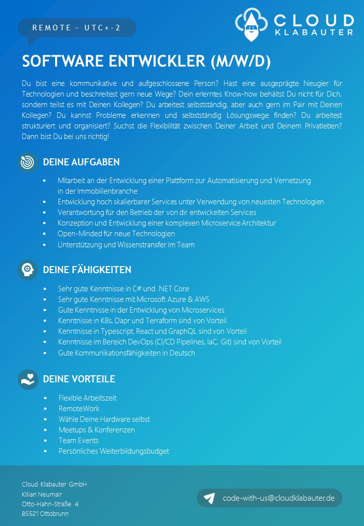 Wir suchen wieder nach motivierten Entwicklern, die unser Team verstärken. Schaut doch mal drauf ;)