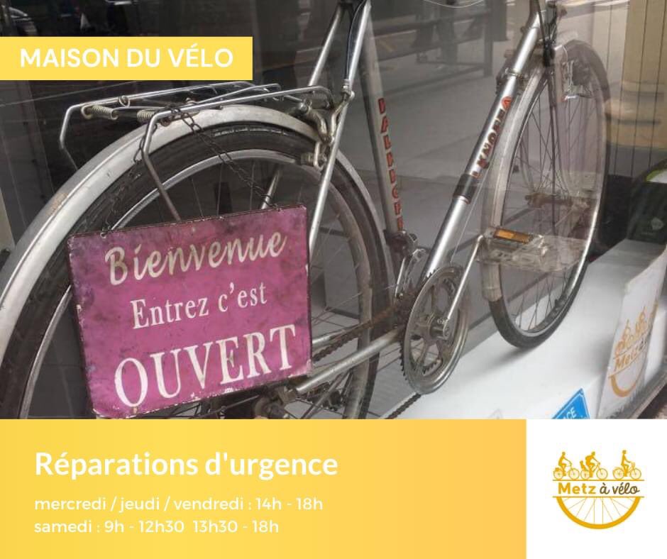 metzavelo's tweet photo. La Maison du Vélo reste ouverte pendant le confinement pour les réparations urgentes sur vélos utilisés comme moyen de déplacement. https://t.co/DoH5slMGsL