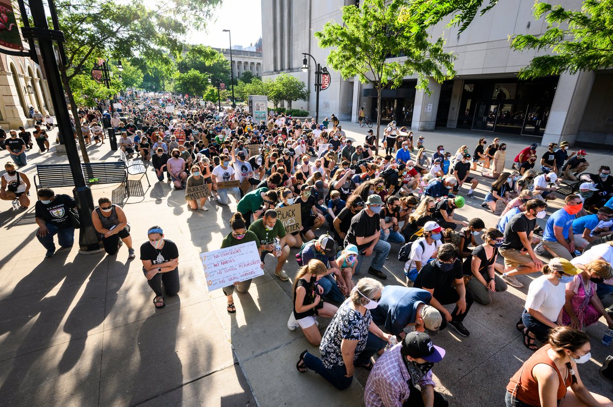 OnWisMag's tweet photo. Last summer, peaceful protesters took a knee for #BlackLivesMatter near @UWMadison’s Memorial Library.   

https://t.co/xQnjlwwbPQ https://t.co/KbUDYCcw6r