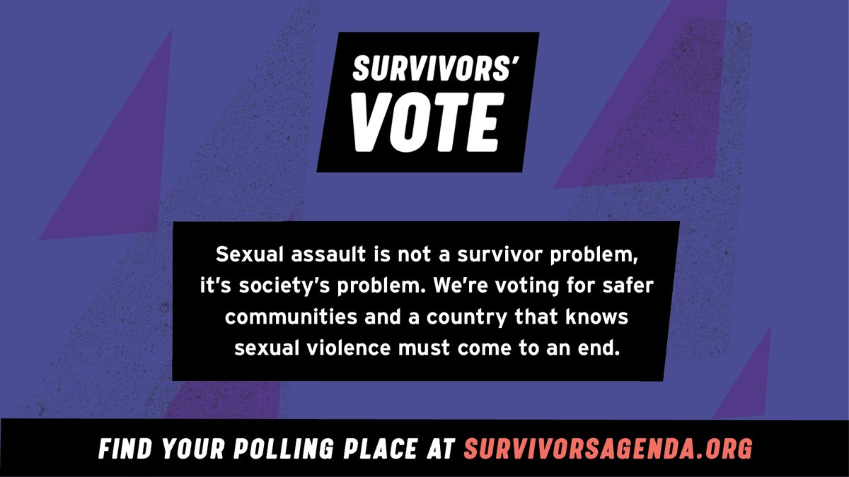 No matter who wins this #Election2020, survivors will show up and be heard today and every day. It doesn't end here, it's only the beginning. But until then, let's get to the polls! #SurvivorsAgenda