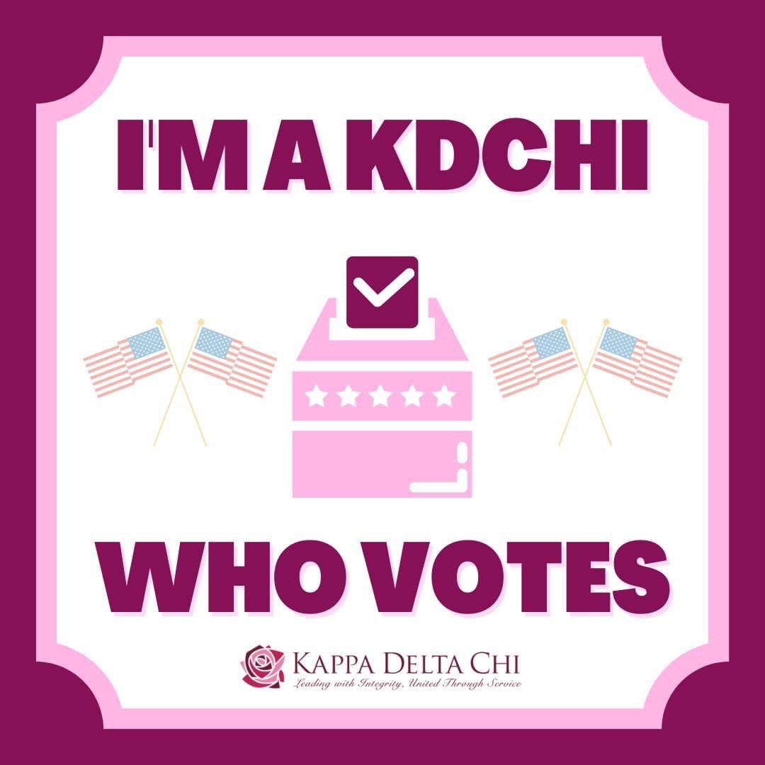 Today is Election Day! Exercise your right to vote and make a difference!

#vote2020 #vote #KDChiNationals #KDChi #ΚΔΧ #KappaDeltaChi #Sisterhood #Sorority #ServiceBasedSorority #Service #KDChiLeader #Not4YearsForLife #UHIL #UnityHonestyIntegrityLeadership