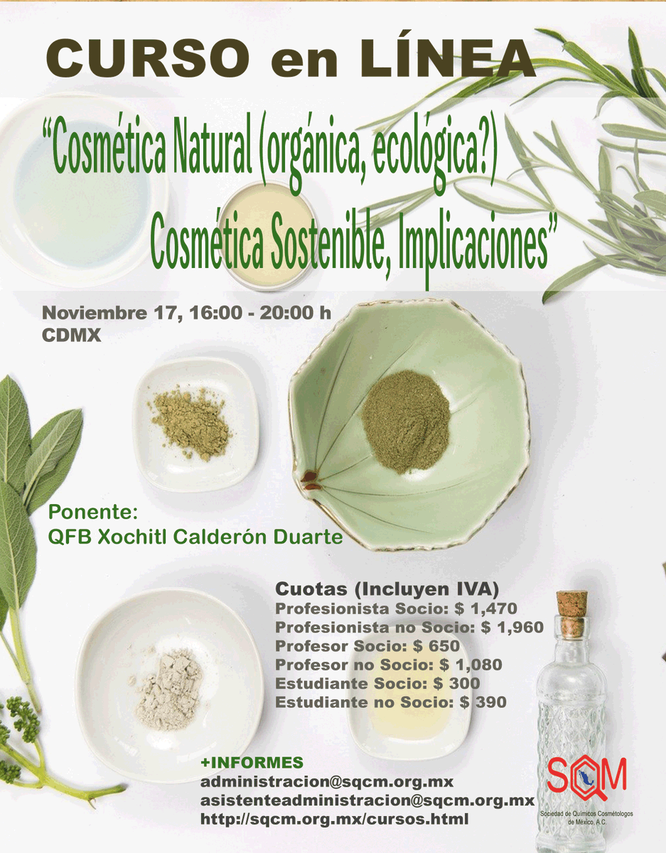 SQCMofficial's tweet photo. #SQCM #organica #cosmeticos #belleza #capacitate #ciencia 
Curso en línea: Cosmética Natural (orgánica, ecológica?), Cosmética Sostenible, Implicaciones
¡¡¡No te lo puedes perder!!!
Martes 17 de NOVIEMBRE
Regístrate en el siguiente link:https://t.co/dG9IgHbUiR https://t.co/jUFAdnVVIM